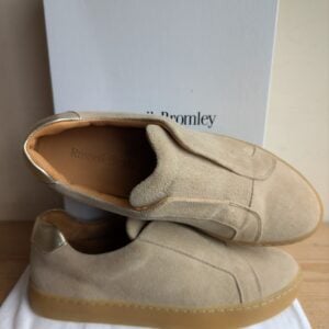 Russell&Bromley Camel Suede Laceless Slim Sole Trainer UK5