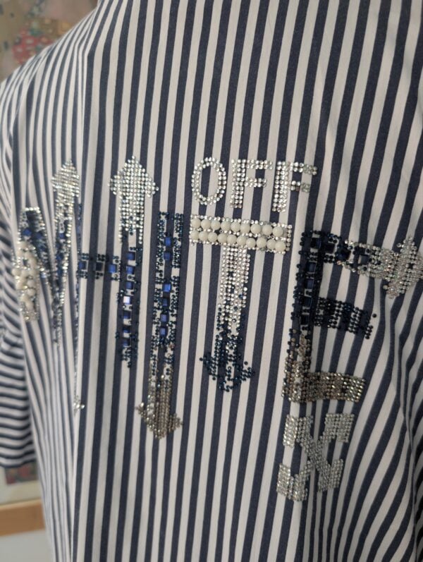 Off White Striped Dress UK12 - Image 3
