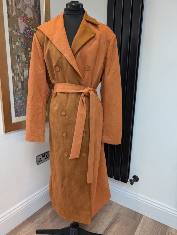 Cider Faux Suede Belted Long Coat UK Large / Size 16