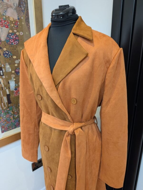 Cider Faux Suede Belted Long Coat UK Large / Size 16 - Image 2