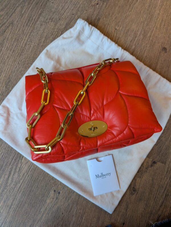 Mulberry Softie Coral Orange Pillow Effect Nappa Leather