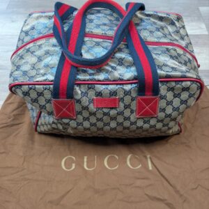 Gucci Web Strap Carry On Duffle Bag Canvas Large