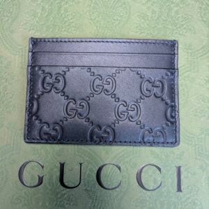 Gucci Black Leather Monogram Card Holder